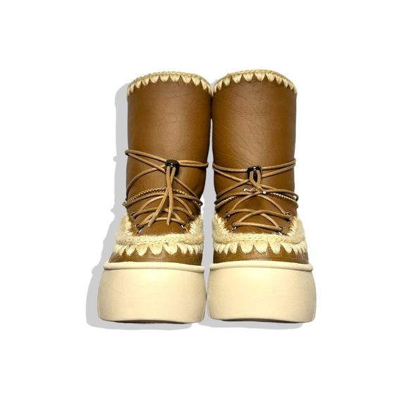 Free People x Mou Lunar Landing Fur Sheepskin Shearling Eskimo Snow Boots Cognac - Picture 3 of 16